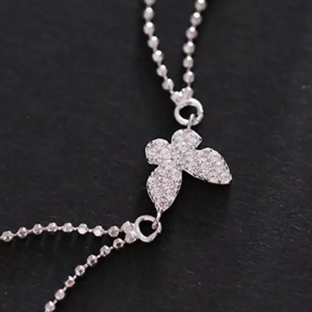 925 Sterling Silver CZ Layered Butterfly Bracelet - Picture 4 of 7